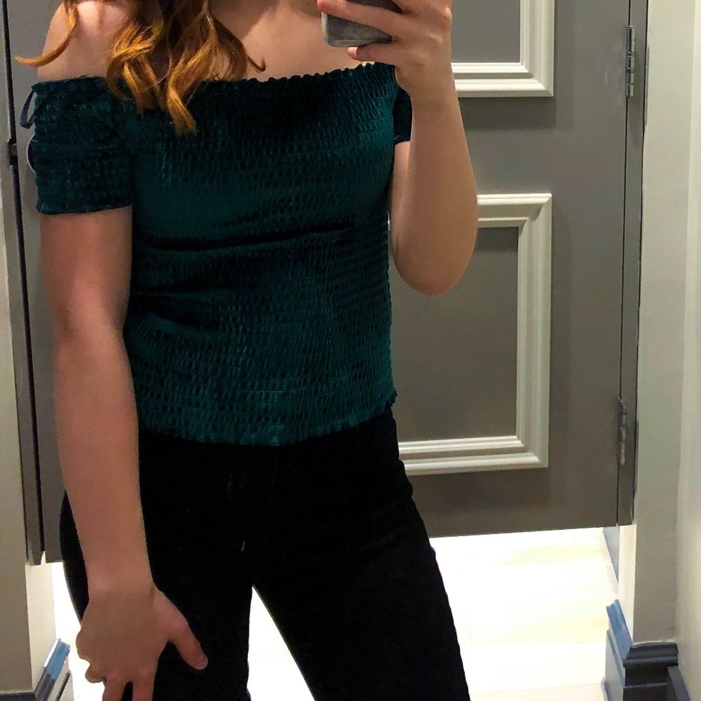 Forever21 Green Off the Shoulder Top (Small)